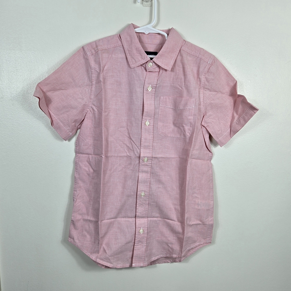 Childrens Place Boys Pink Preppy Short Sleeve Button Shirt Large NEW‎ Easter